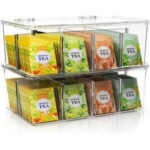 Utopia Home Tea Bag Organizer 2 Pack Stackable Clear Storage Kitchen Organizer